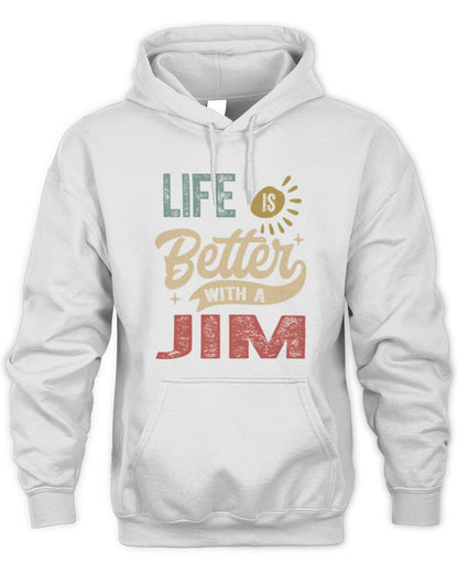 Life Is Better With a Name Personalized Retro T-Shirt JIM-48 / Unisex Hoodie / white