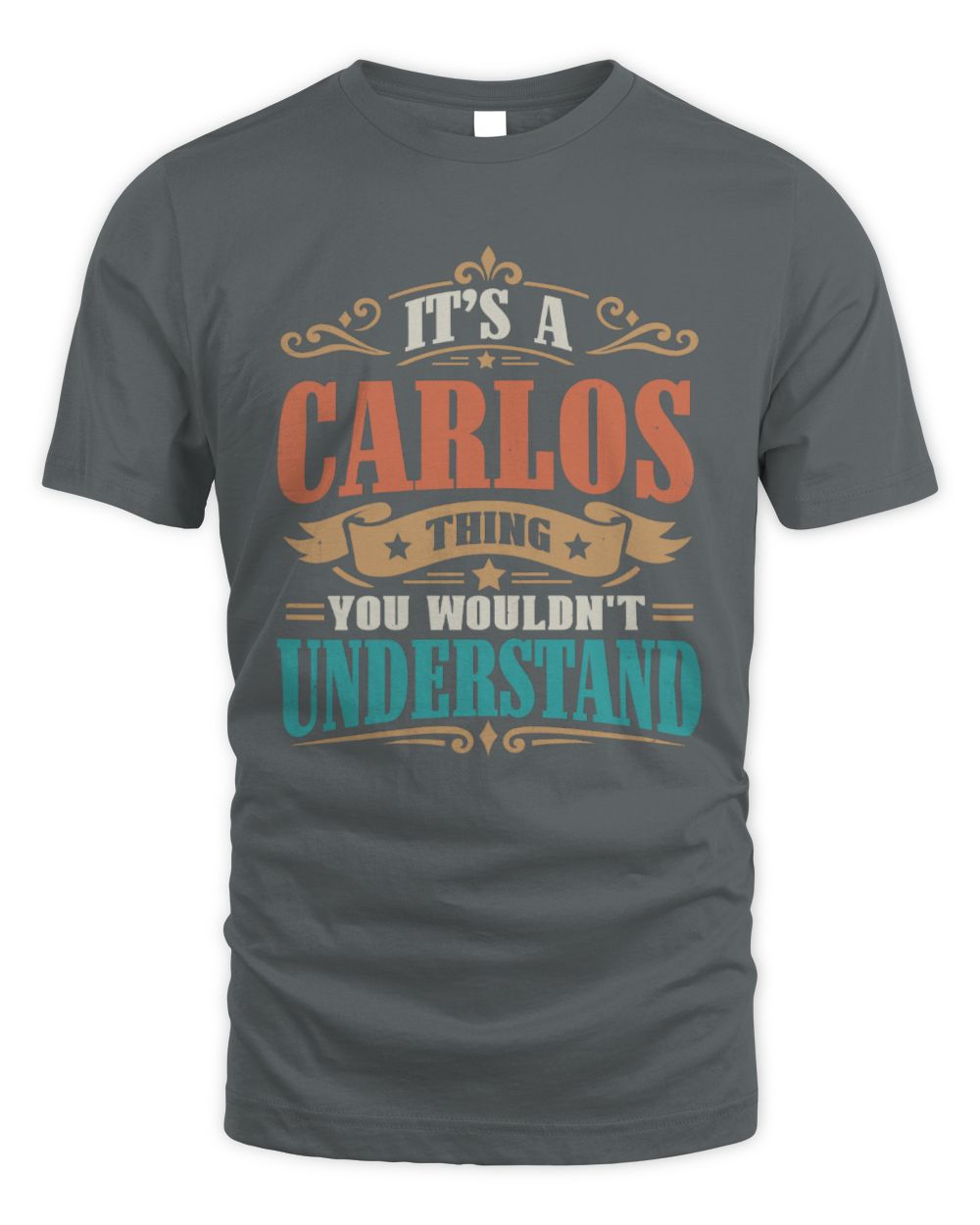 It’s a Name Thing Personalized Retro T-Shirt CARLOS M1-47 / Unisex Standard T-Shirt / charcoal