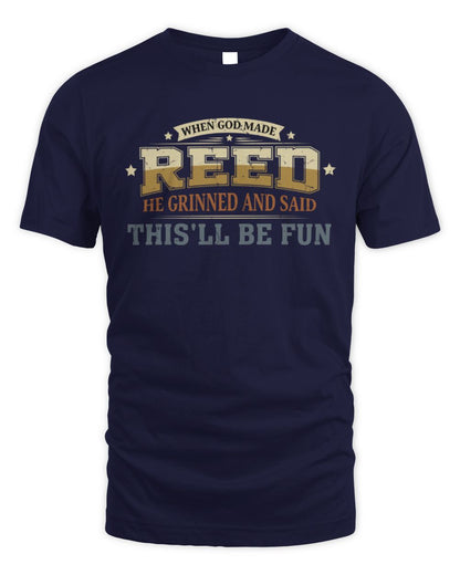When God Made Your Name Funny Heritage T-Shirt REED M1-80 / Unisex Standard T-Shirt / navy