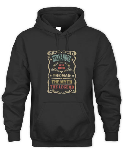 The Man The Myth The Legend Vintage Gold Wine Shirt HERNANDEZ M1-52 / Unisex Hoodie / black