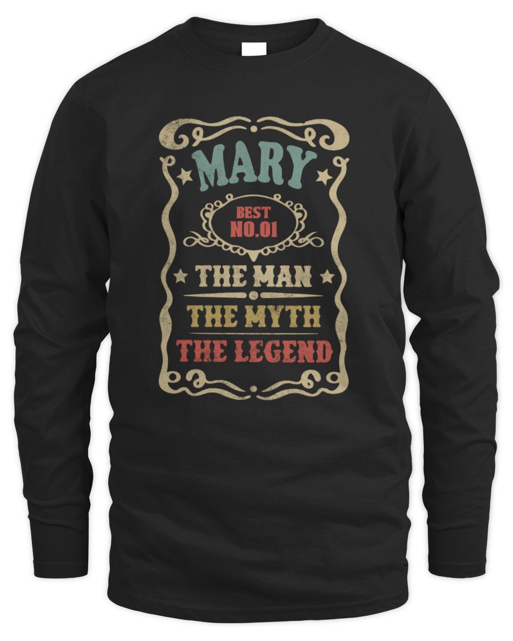 The Man The Myth The Legend Vintage Gold Wine Shirt MARY M1-52 / Men's Long Sleeved T-Shirt / black