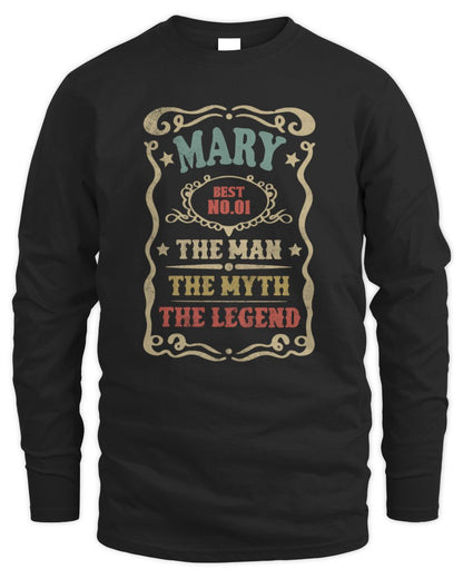 The Man The Myth The Legend Vintage Gold Wine Shirt MARY M1-52 / Men's Long Sleeved T-Shirt / black