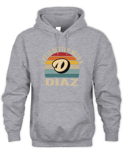 Life Is Better with Name Vintage Sun Shirt DIAZ M1-50 / Unisex Hoodie / sport grey