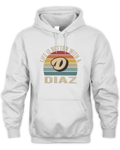 Life Is Better with Name Vintage Sun Shirt DIAZ M1-50 / Unisex Hoodie / white