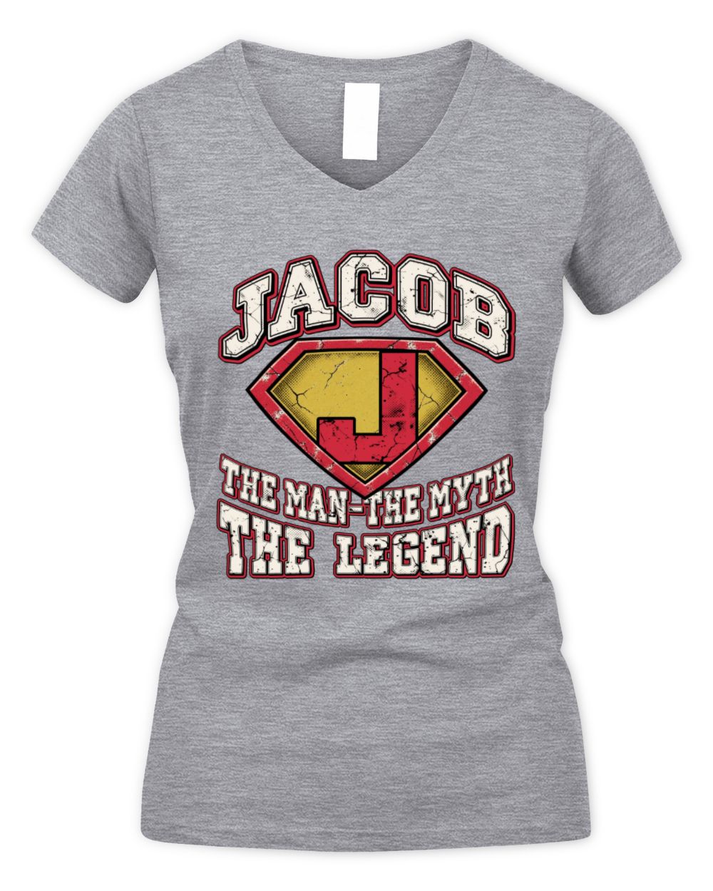 The Man The Myth The Legend Superman Graphic T-Shirt JACOB M1-74 / Women's V-Neck T-Shirt / sport grey