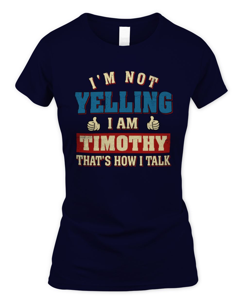 I'm Not Yelling I'm Name That's How I Talk Shirt TIMOTHY M1-67 / Women's Standard T-Shirt / navy