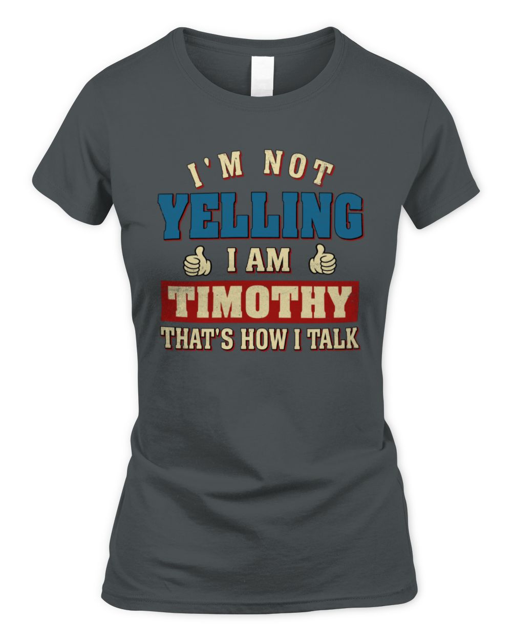 I'm Not Yelling I'm Name That's How I Talk Shirt TIMOTHY M1-67 / Women's Standard T-Shirt / charcoal