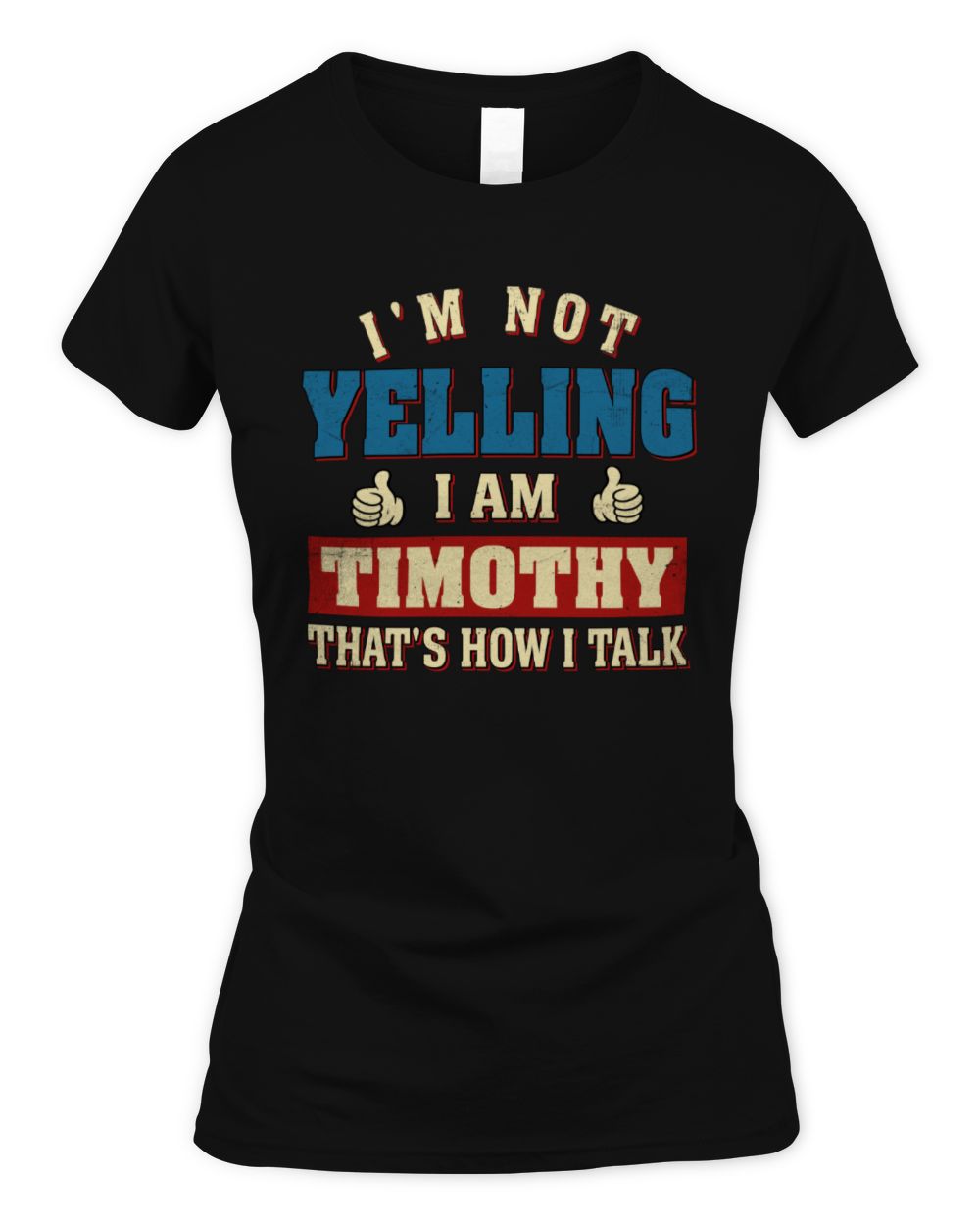 I'm Not Yelling I'm Name That's How I Talk Shirt TIMOTHY M1-67 / Women's Standard T-Shirt / black