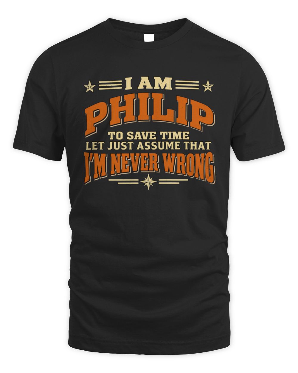 I'm Name Let's Just Assume I'm Never Wrong Retro Shirt PHILIP M1-64 / Unisex Standard T-Shirt / black