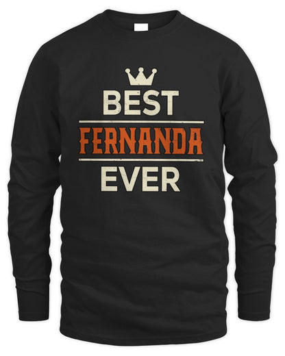 Best Your Name With Crown Shirt FERNANDA M1-59 / Men's Long Sleeved T-Shirt / black