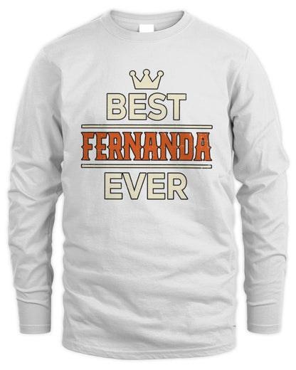 Best Your Name With Crown Shirt FERNANDA M1-59 / Men's Long Sleeved T-Shirt / white