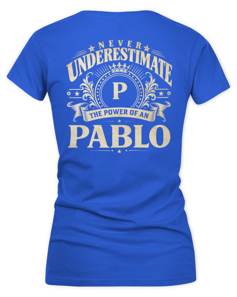 Never Underestimate Your Name Luxury Logo Shirt PABLO M1-63 / Women's V-Neck T-Shirt / royal