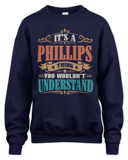 It’s a Name Thing Personalized Retro T-Shirt PHILLIPS M1-47 / Unisex Sweatshirt / navy