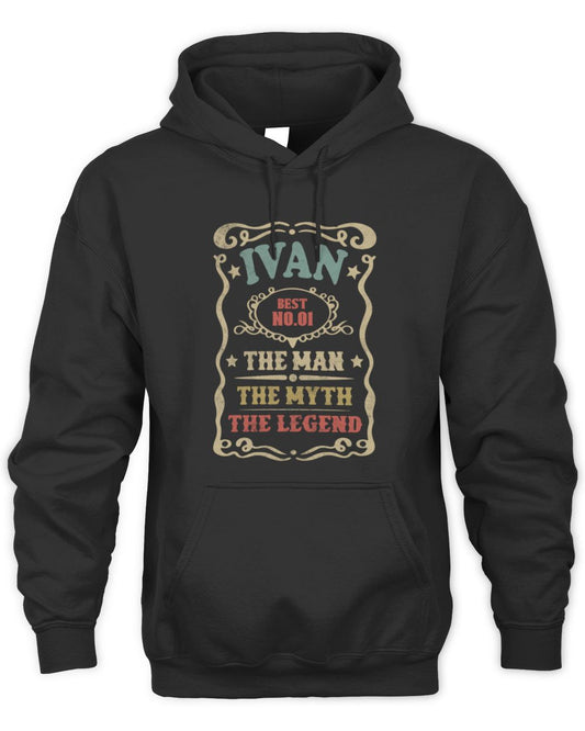 The Man The Myth The Legend Vintage Gold Wine Shirt IVAN M1-52 / Unisex Hoodie / black