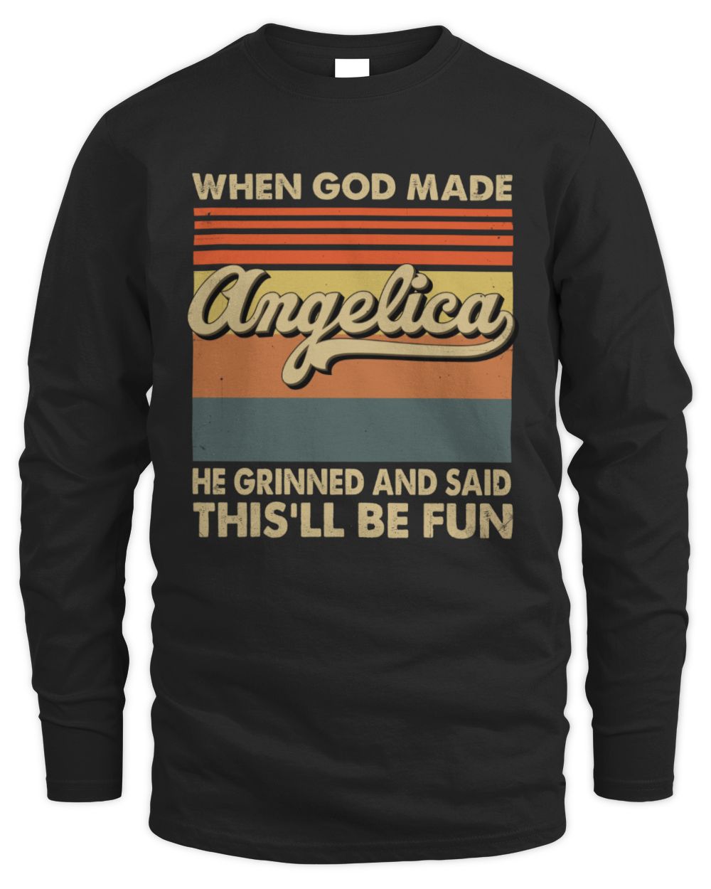 When God Made Your Name He Grinned Vintage T-Shirt ANGELICA M1-55 / Men's Long Sleeved T-Shirt / black