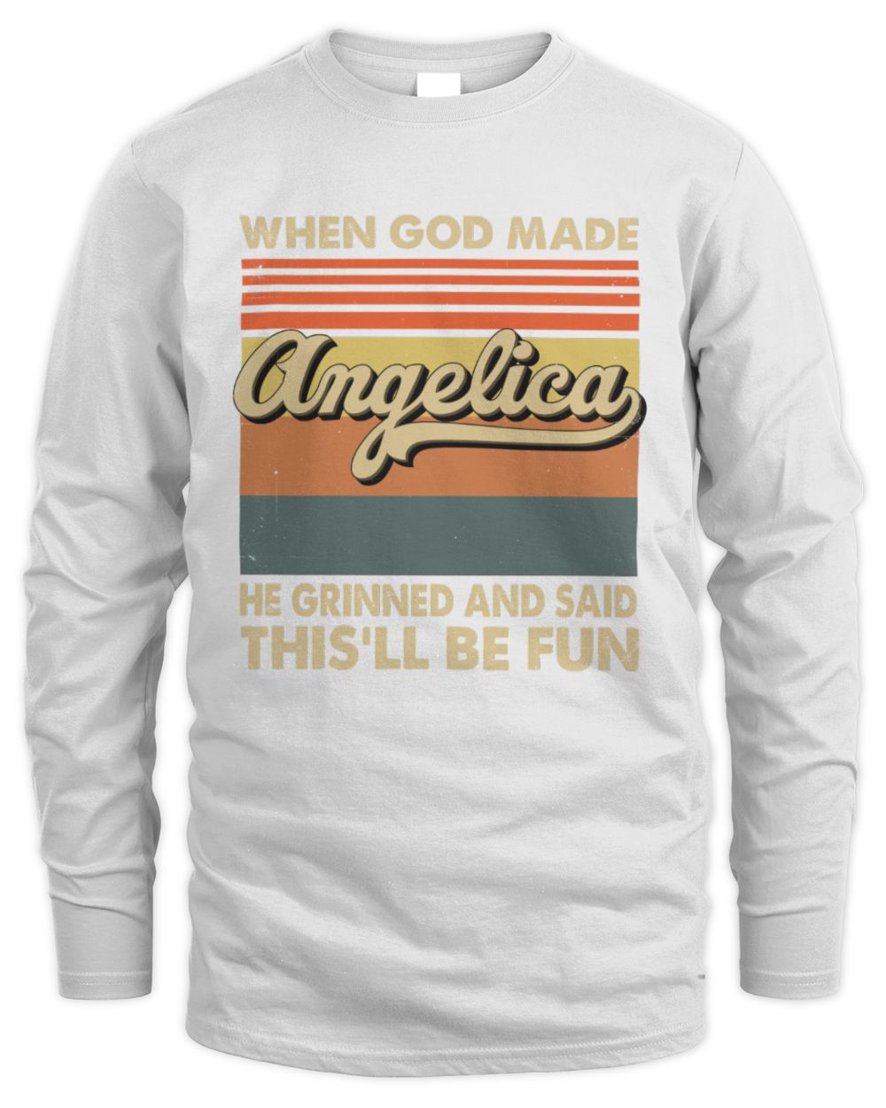 When God Made Your Name He Grinned Vintage T-Shirt ANGELICA M1-55 / Men's Long Sleeved T-Shirt / white