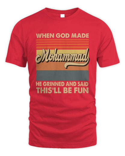 When God Made Your Name He Grinned Vintage T-Shirt MOHAMMAD M1-55 / Unisex Standard T-Shirt / red