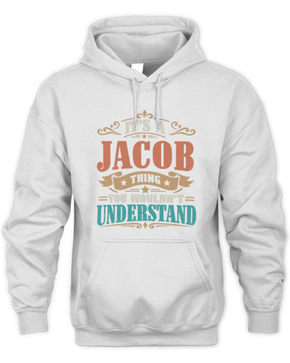It’s a Name Thing Personalized Retro T-Shirt JACOB M1-47 / Unisex Hoodie / white