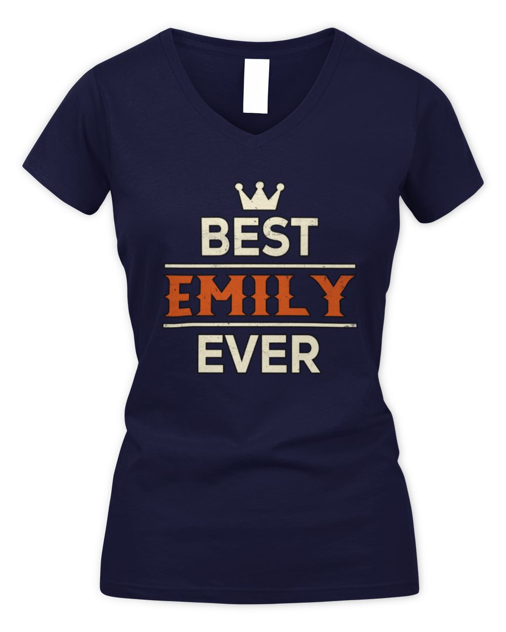 Best Your Name With Crown Shirt EMILY M1-59 / Women's V-Neck T-Shirt / navy