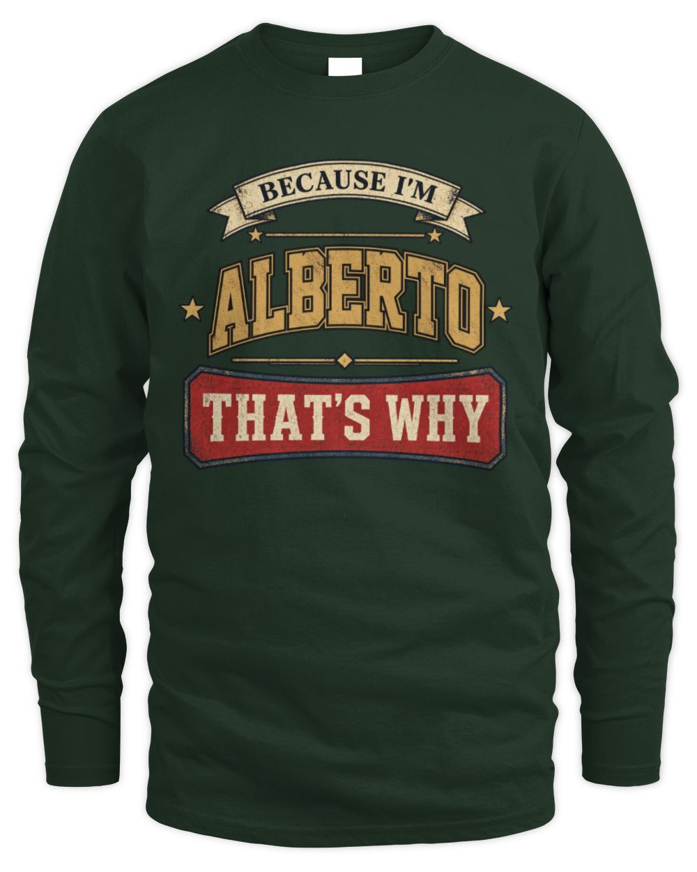 Because I'm Name That's Why Americana T-Shirt ALBERTO M1-S88 / Men's Long Sleeved T-Shirt / forest green
