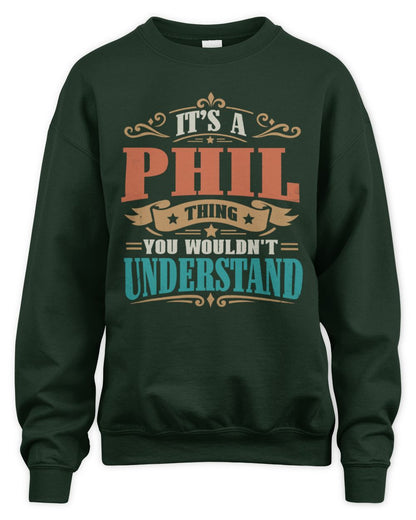 It’s a Name Thing Personalized Retro T-Shirt PHIL M1-47 / Unisex Sweatshirt / forest green