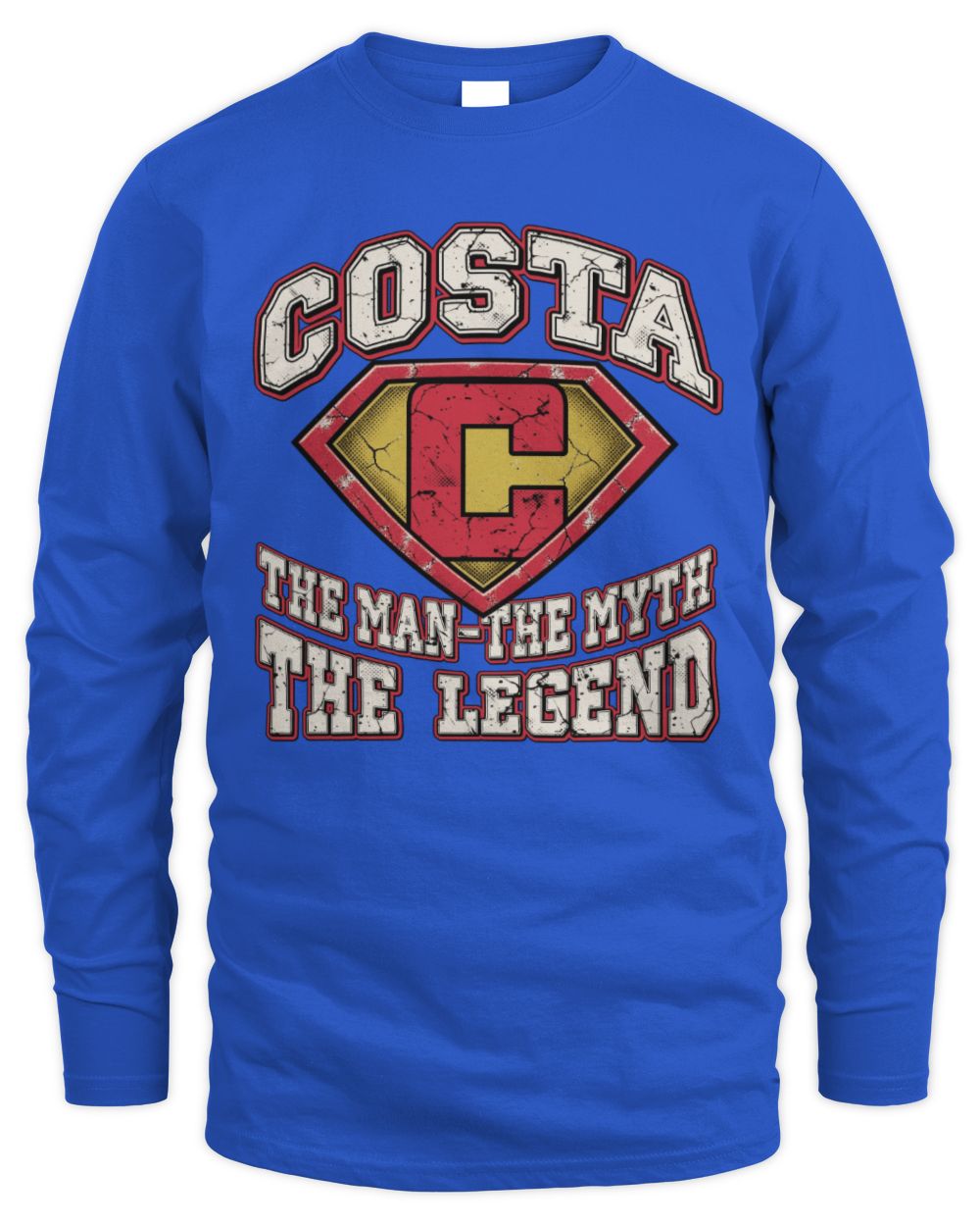 The Man The Myth The Legend Superman Graphic T-Shirt COSTA M1-74 / Men's Long Sleeved T-Shirt / forest green