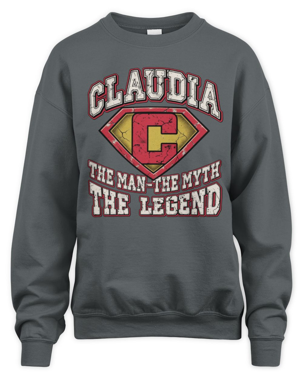 The Man The Myth The Legend Superman Graphic T-Shirt CLAUDIA M1-74 / Unisex Sweatshirt / charcoal