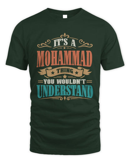 It’s a Name Thing Personalized Retro T-Shirt MOHAMMAD M1-47 / Unisex Standard T-Shirt / forest green