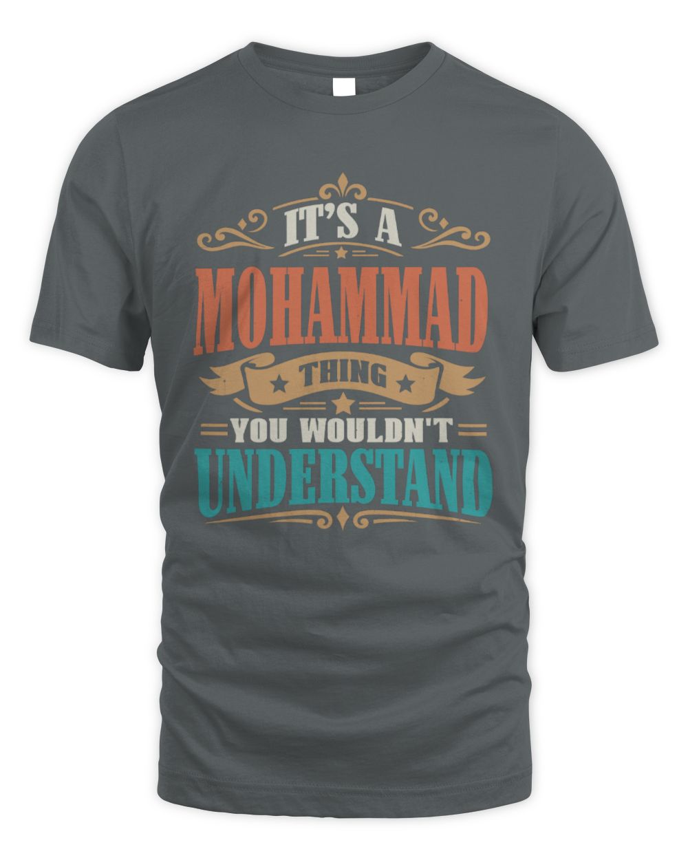 It’s a Name Thing Personalized Retro T-Shirt MOHAMMAD M1-47 / Unisex Standard T-Shirt / charcoal