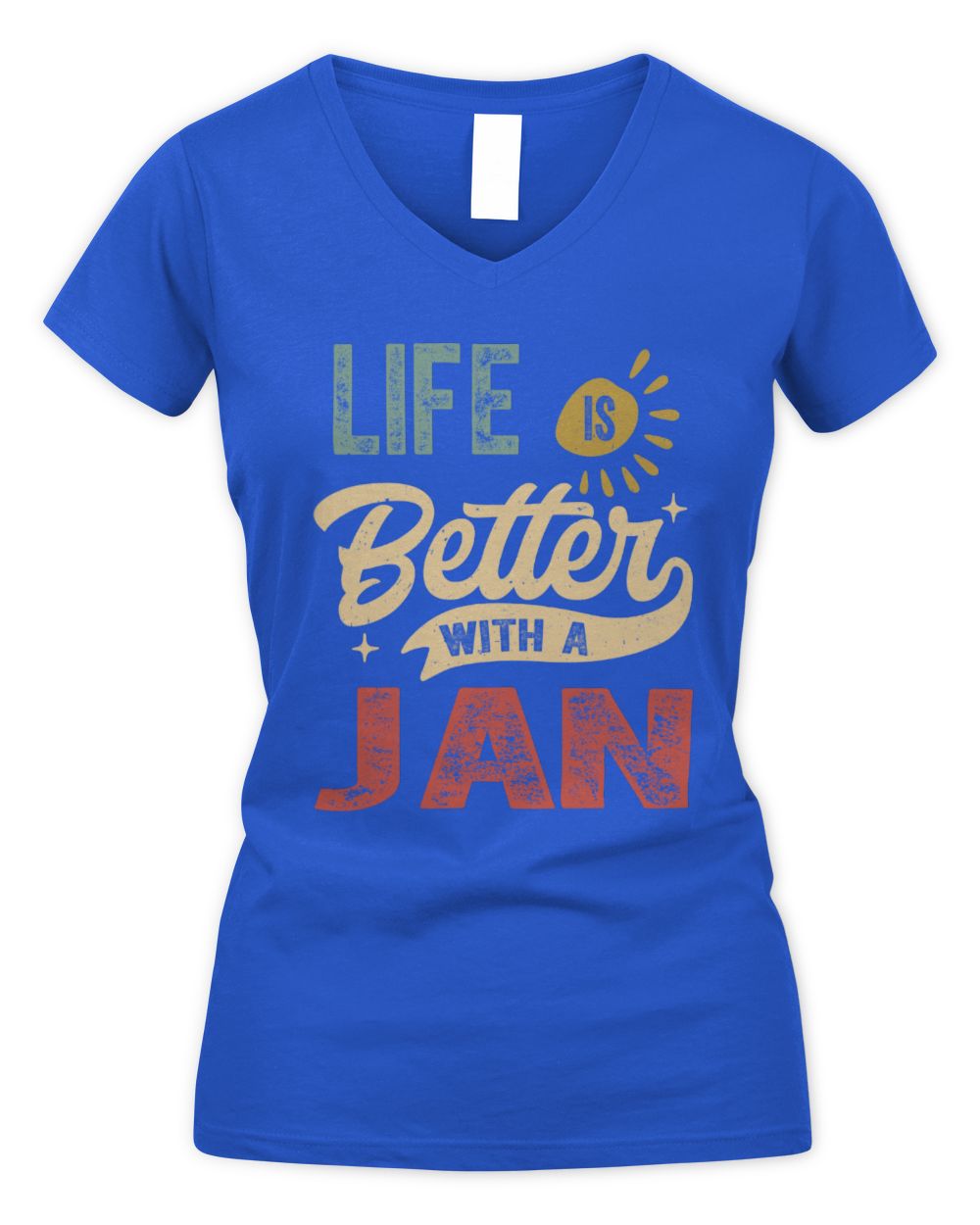 Life Is Better With a Name Personalized Retro T-Shirt JAN-48 / Women's V-Neck T-Shirt / royal