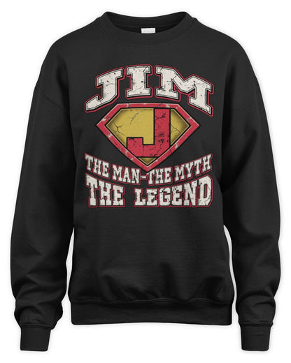 The Man The Myth The Legend Superman Graphic T-Shirt JIM M1-74 / Unisex Sweatshirt / black