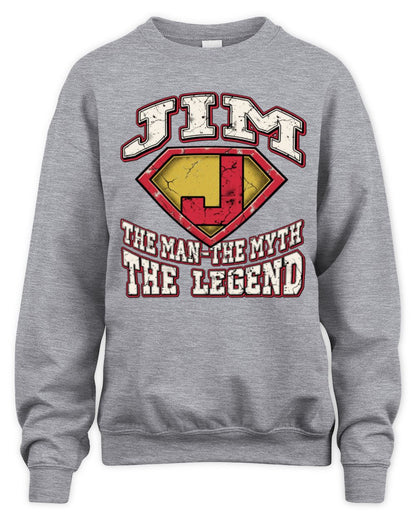 The Man The Myth The Legend Superman Graphic T-Shirt JIM M1-74 / Unisex Sweatshirt / sport grey
