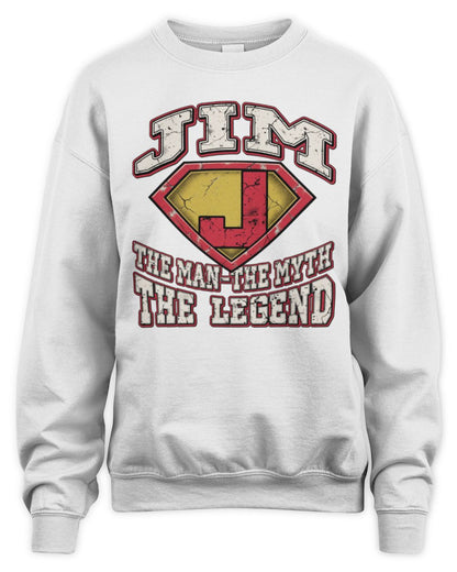 The Man The Myth The Legend Superman Graphic T-Shirt JIM M1-74 / Unisex Sweatshirt / white