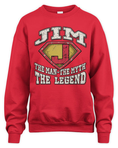 The Man The Myth The Legend Superman Graphic T-Shirt JIM M1-74 / Unisex Sweatshirt / red
