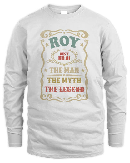 The Man The Myth The Legend Vintage Gold Wine Shirt ROY M1-52 / Men's Long Sleeved T-Shirt / white