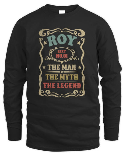 The Man The Myth The Legend Vintage Gold Wine Shirt ROY M1-52 / Men's Long Sleeved T-Shirt / black
