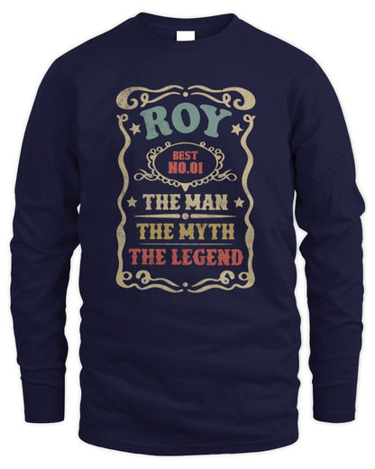 The Man The Myth The Legend Vintage Gold Wine Shirt ROY M1-52 / Men's Long Sleeved T-Shirt / navy
