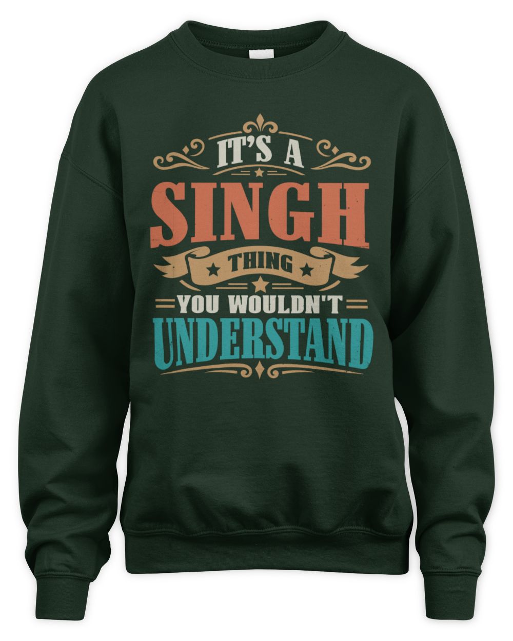It’s a Name Thing Personalized Retro T-Shirt SINGH M1-47 / Unisex Sweatshirt / forest green