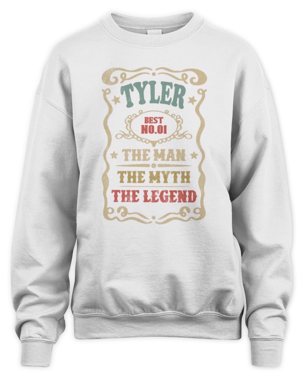 The Man The Myth The Legend Vintage Gold Wine Shirt TYLER M1-52 / Unisex Sweatshirt / white