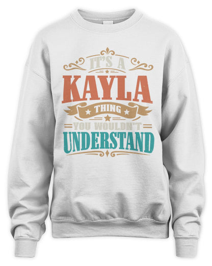 It’s a Name Thing Personalized Retro T-Shirt KAYLA M1-47 / Unisex Sweatshirt / white