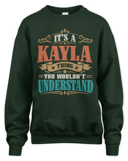 It’s a Name Thing Personalized Retro T-Shirt KAYLA M1-47 / Unisex Sweatshirt / forest green