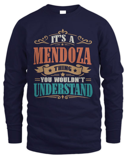 It’s a Name Thing Personalized Retro T-Shirt MENDOZA M1-47 / Men's Long Sleeved T-Shirt / navy