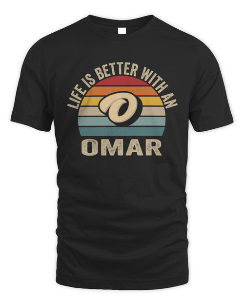 Life Is Better with Name Vintage Sun Shirt OMAR M1-50 / Unisex Standard T-Shirt / black