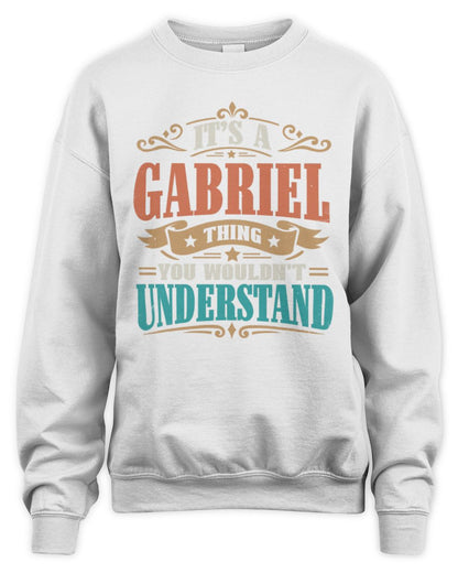 It’s a Name Thing Personalized Retro T-Shirt GABRIEL M1-47 / Unisex Sweatshirt / white