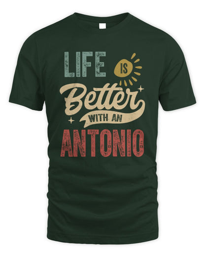 Life Is Better With a Name Personalized Retro T-Shirt ANTONIO-48 / Unisex Standard T-Shirt / forest green