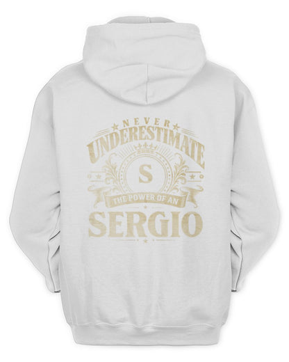 Never Underestimate Your Name Luxury Logo Shirt SERGIO M1-63 / Unisex Hoodie / white