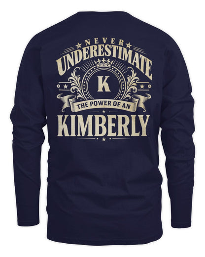 Never Underestimate Your Name Luxury Logo Shirt KIMBERLY M1-63 / Men's Long Sleeved T-Shirt / navy