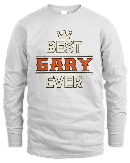 Best Your Name With Crown Shirt GARY M1-59 / Men's Long Sleeved T-Shirt / white