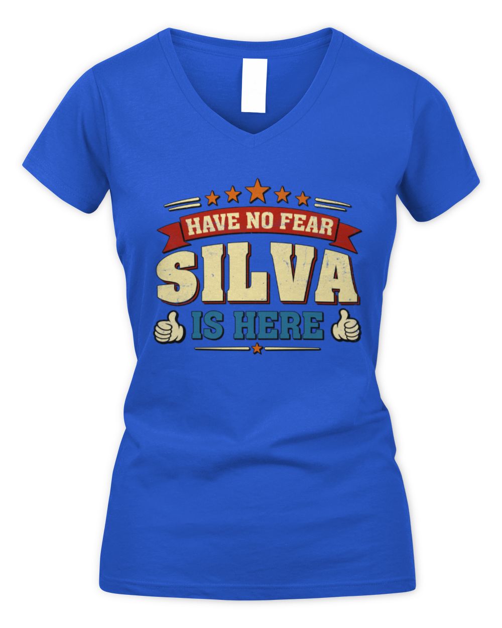 Have No Fear Your Name Is Here Cool Graphic T-Shirt SILVA M1-71 / Women's V-Neck T-Shirt / royal