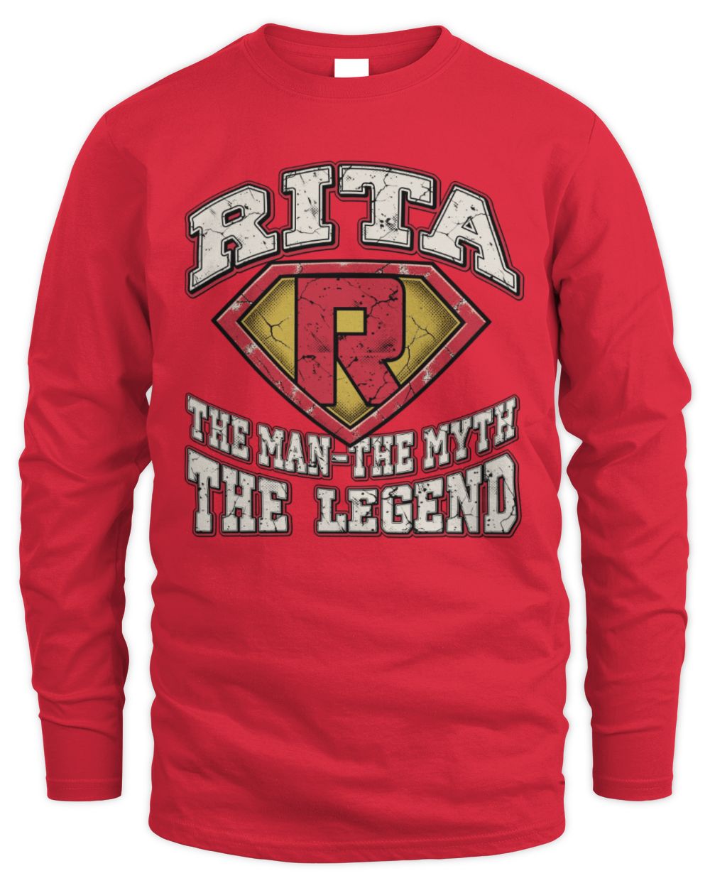 The Man The Myth The Legend Superman Graphic T-Shirt RITA M1-74 / Men's Long Sleeved T-Shirt / red